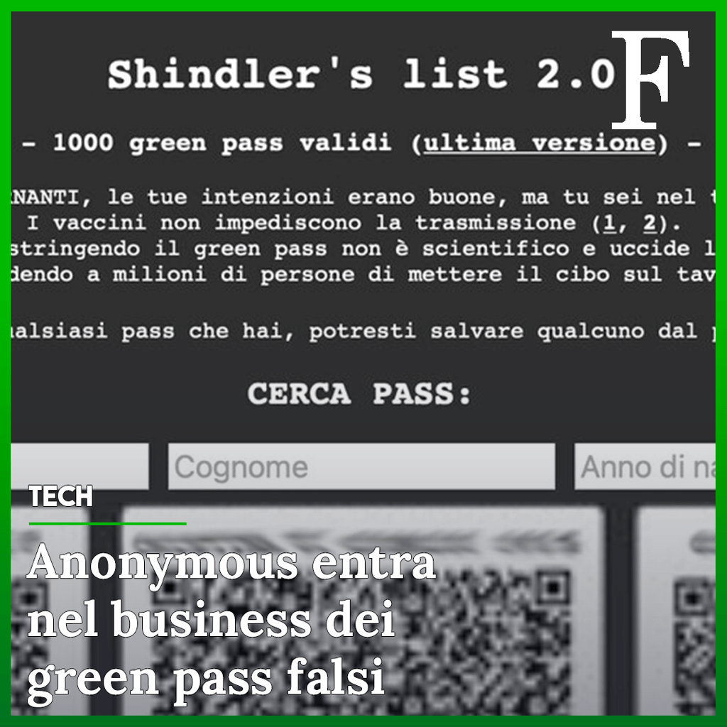 C'&egrave; un problema con i green pass falsi. Anche Anonymous crea il suo archivi