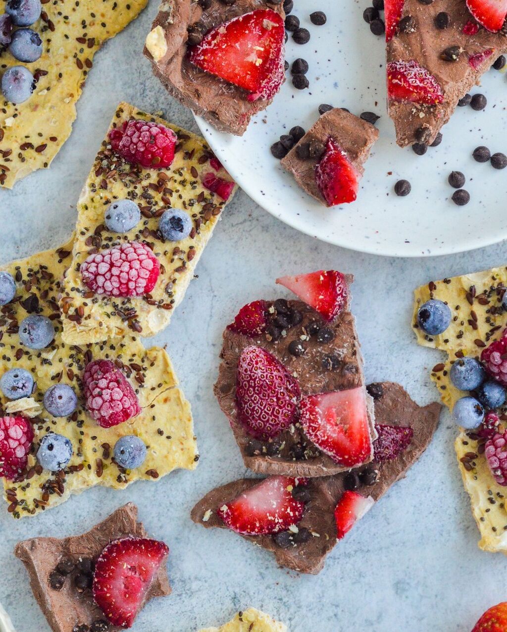 Chocolate Covered Strawberry Frozen Yogurt Bark