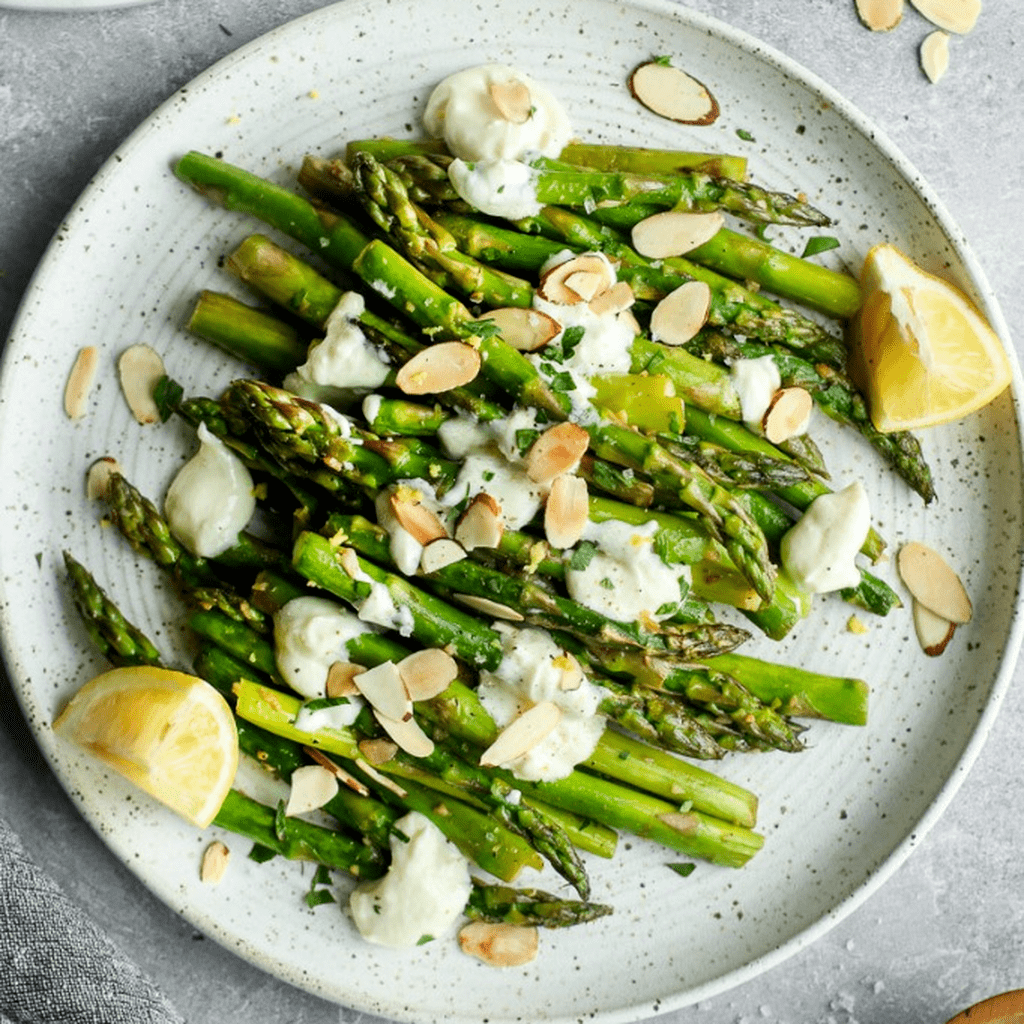 Saut&eacute;ed Asparagus with Goat Cheese Sauce