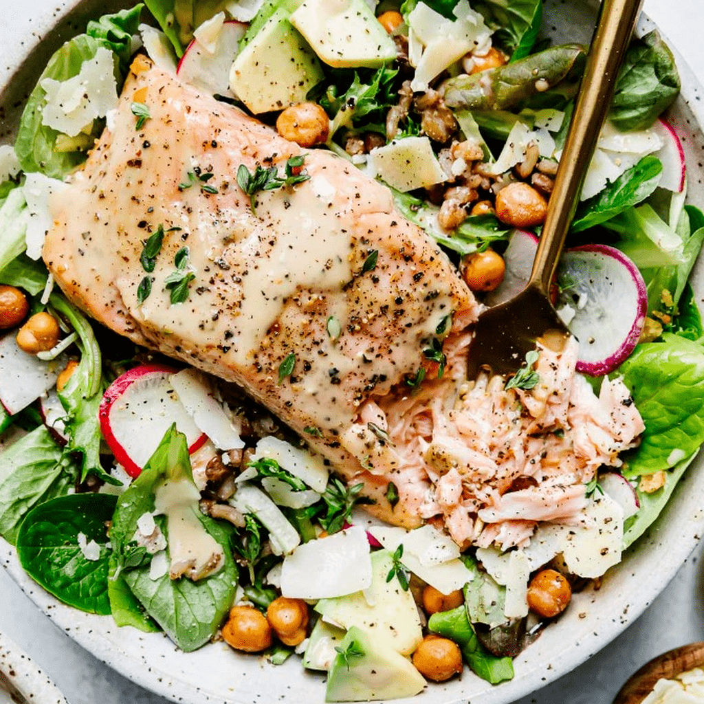 Salmon Caesar Salad Grain Bowl