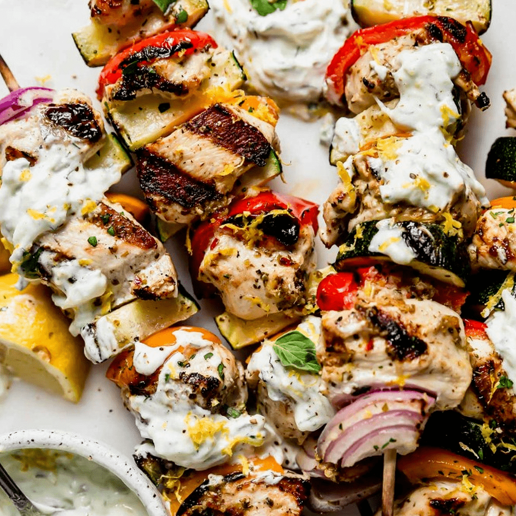Greek Chicken Kebabs with Tzatziki Sauce