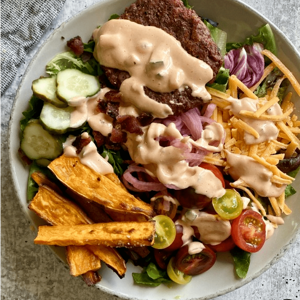 Grilled Burger Bowl with Special Sauce