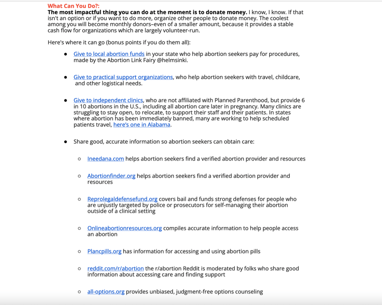 Abortion Rights Information/Resources