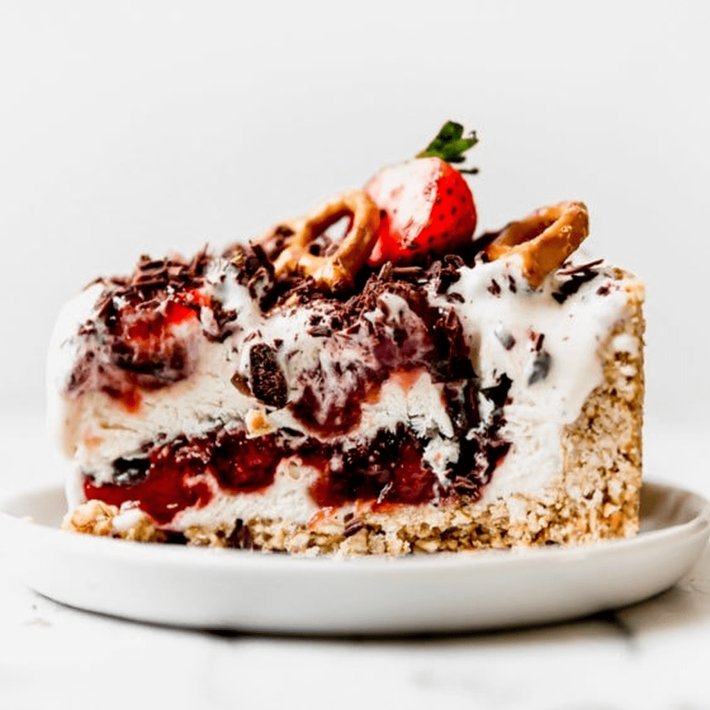 Strawberry Pretzel Ice Cream Pie