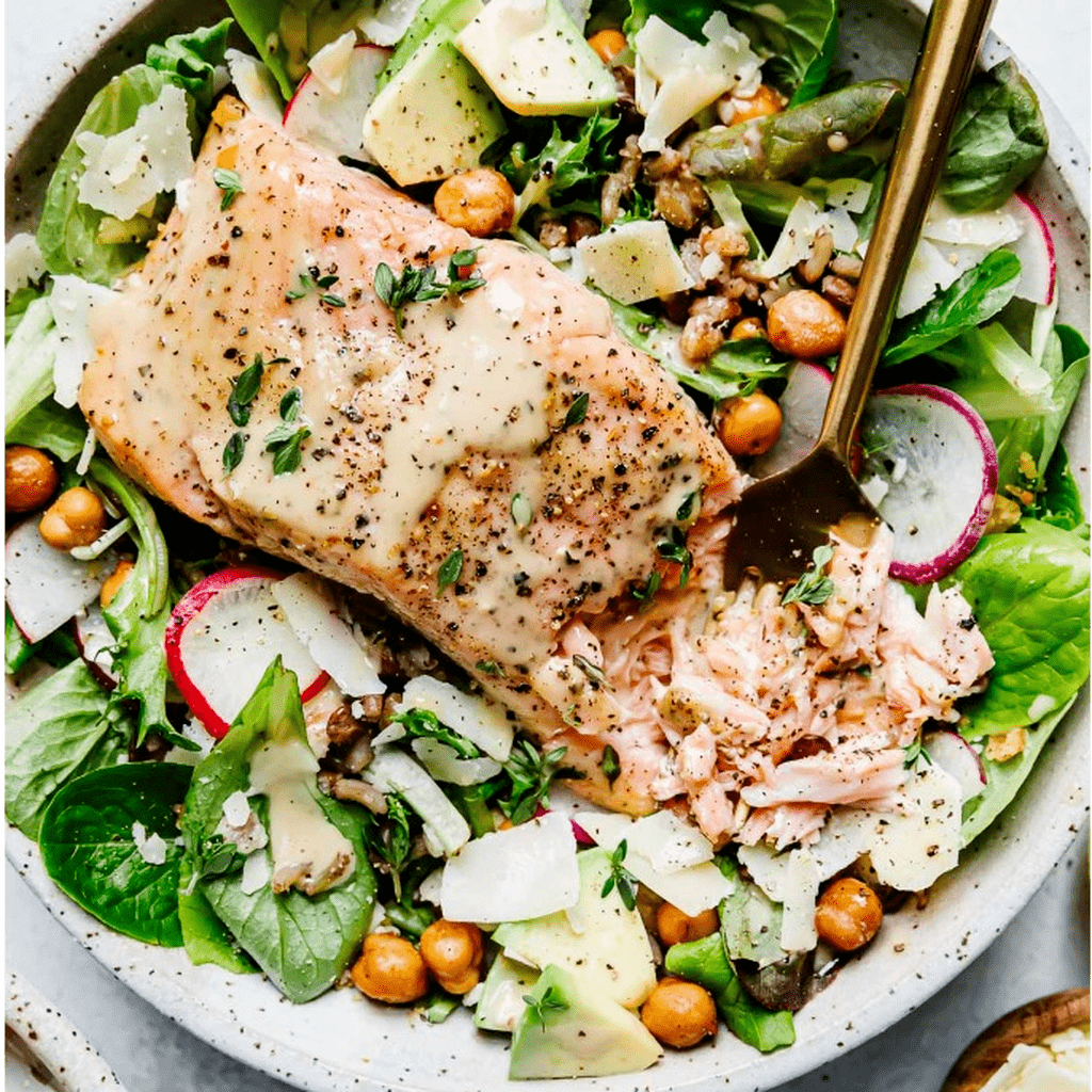 Salmon Caesar Salad Grain Bowl