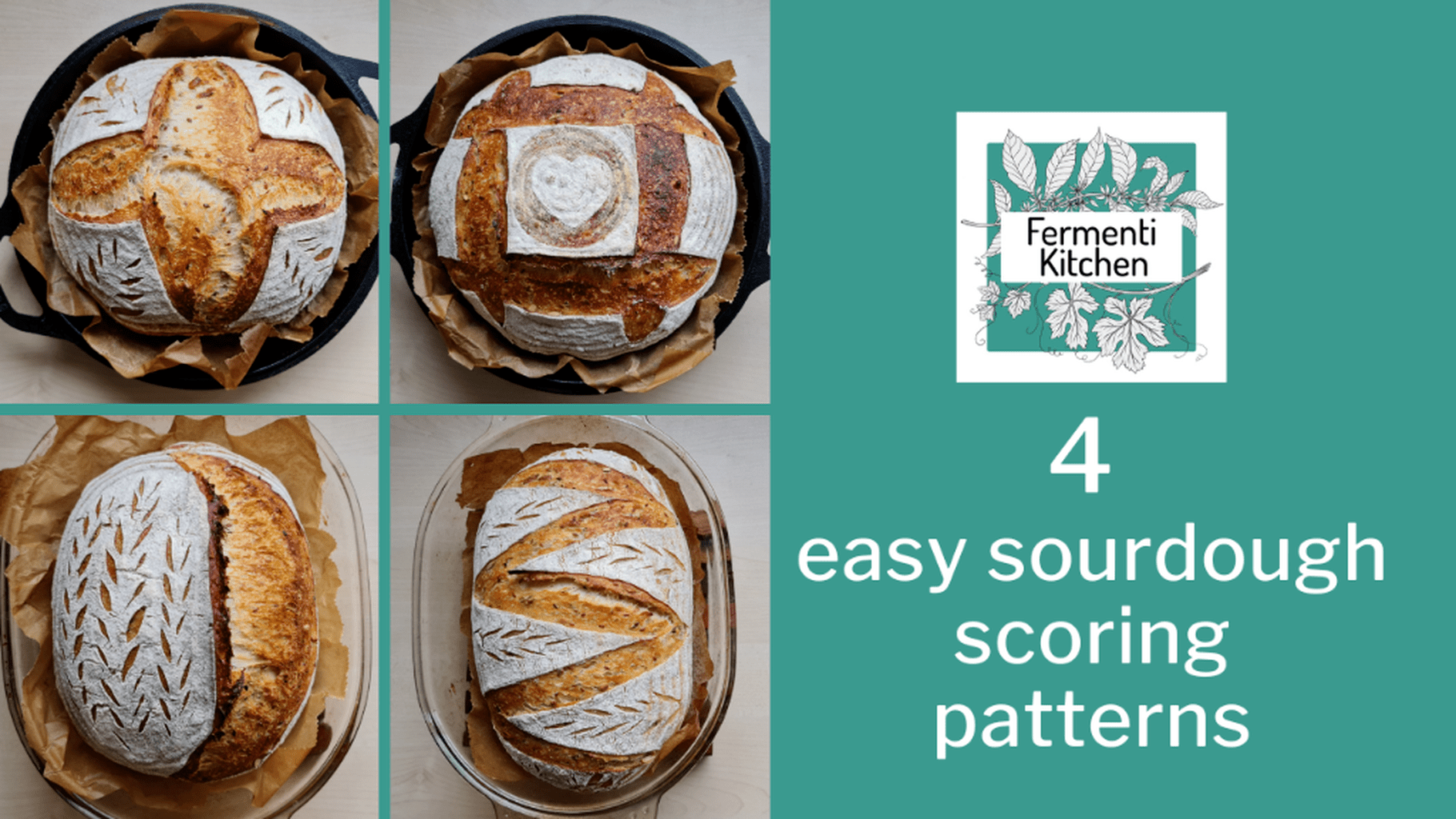 4 easy sourdough scoring patterns