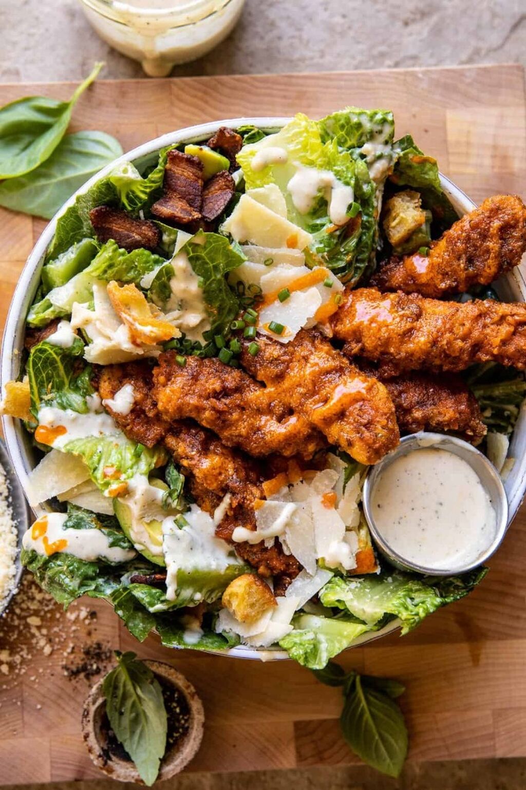 Buffalo Ranch Pretzel Chicken Caesar Salad
