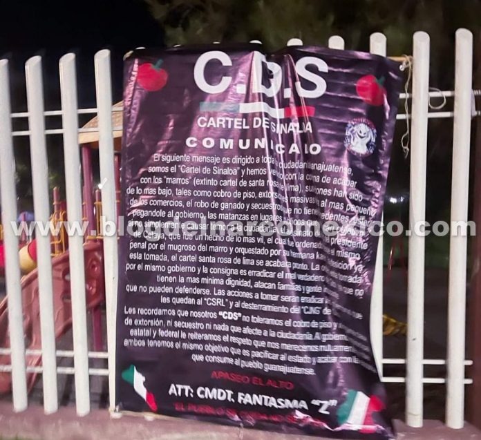 Aparecen &ldquo;narcomantas&rdquo; del C&aacute;rtel de Sinaloa en 11 municipios de Guanajuato  