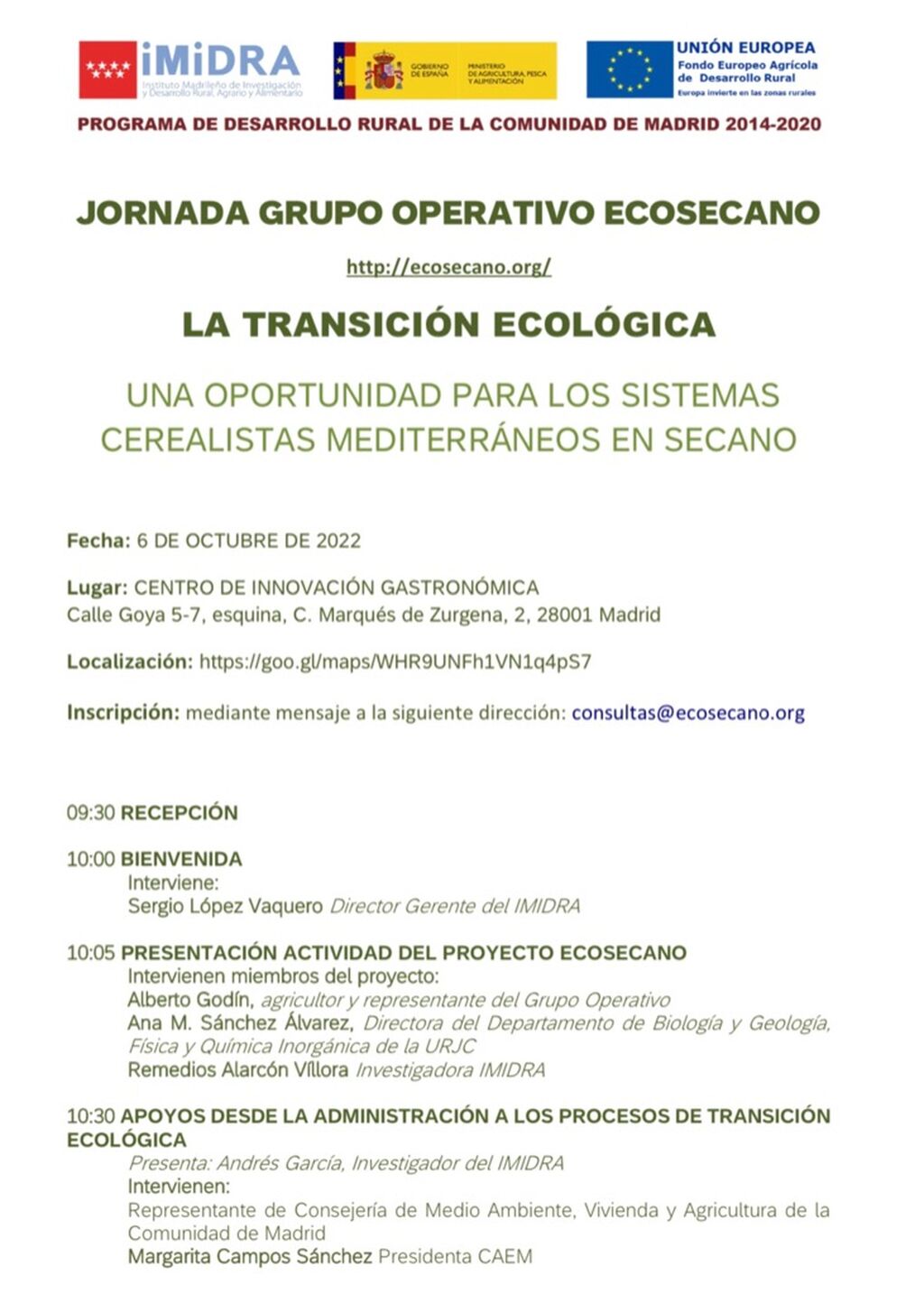 Jornada del GO Ecosecano para analizar la transici&oacute;n ecol&oacute;gica