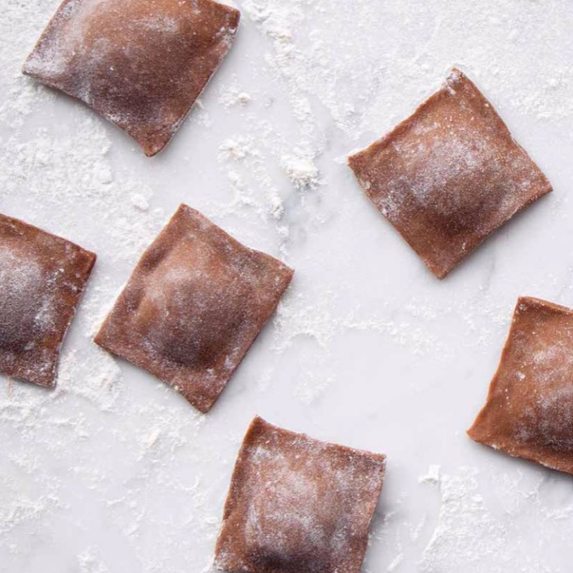 Pumpkin-Filled Chocolate Ravioli