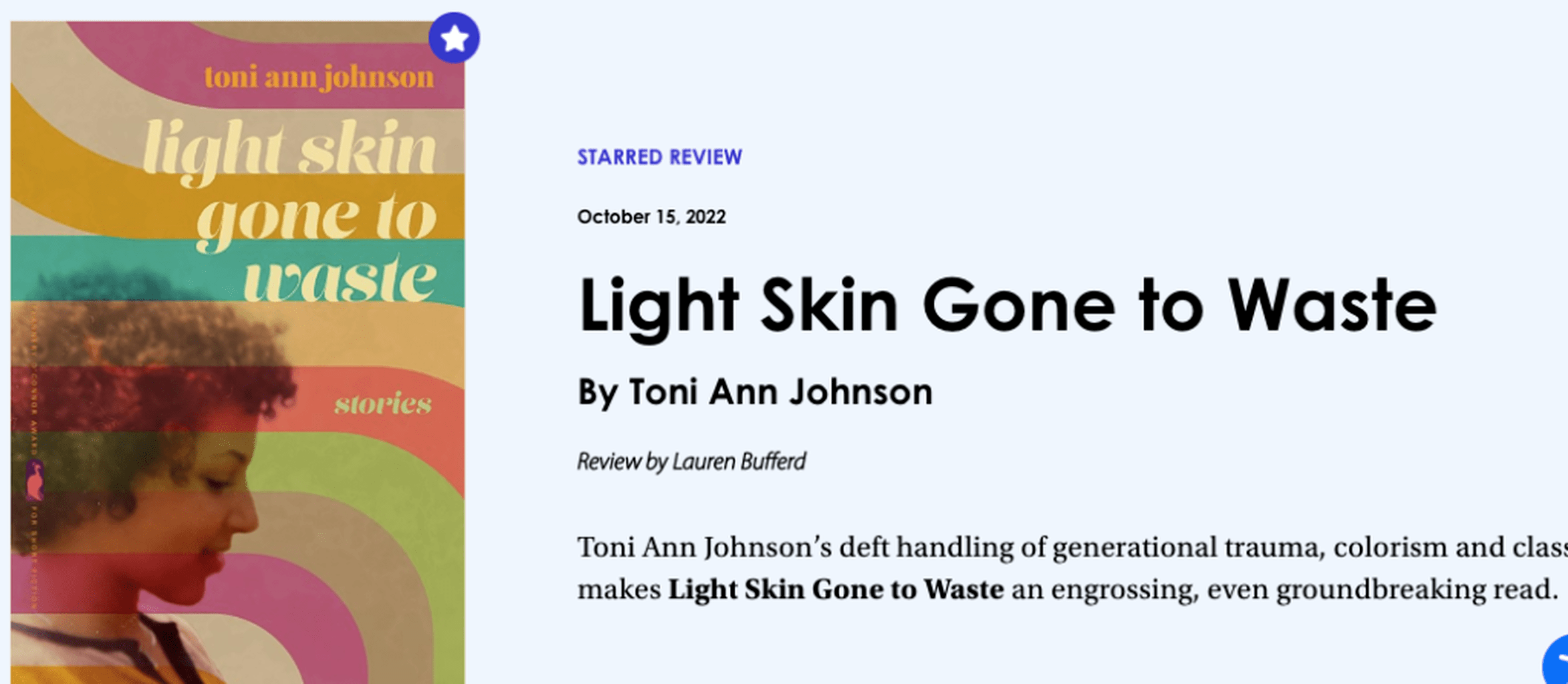 Book Page starred review