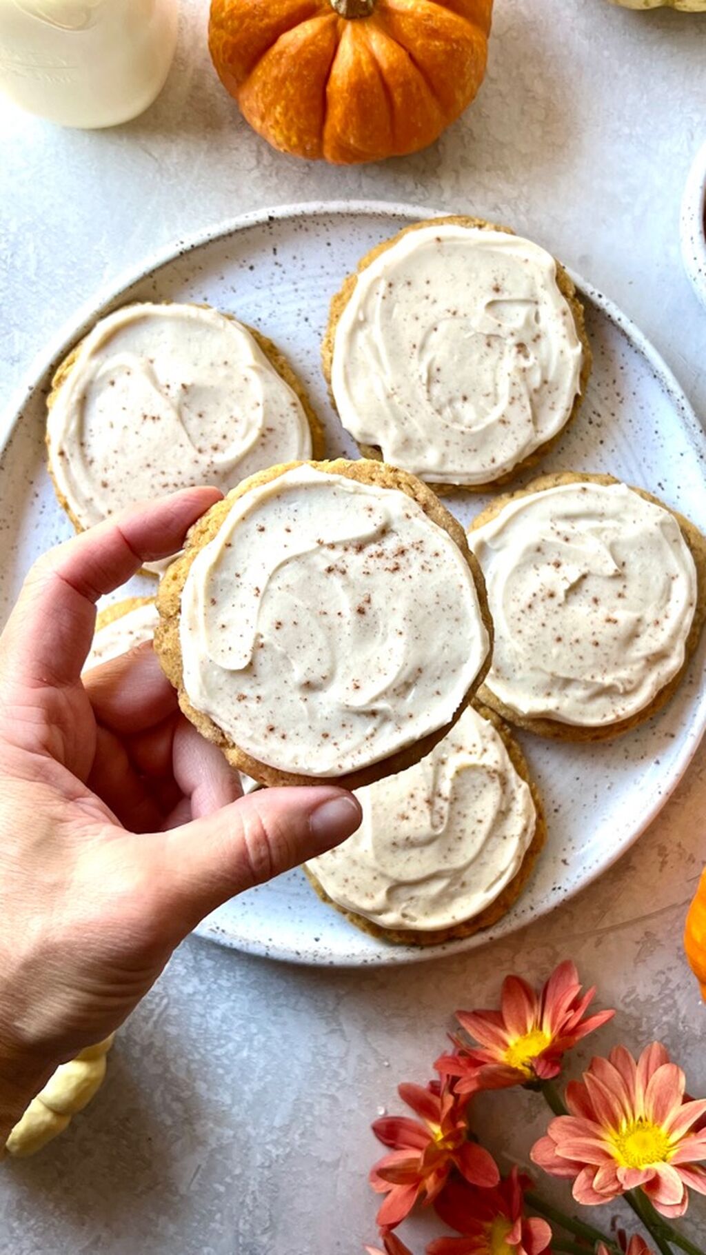 Soft Pumpkin Cookies with Cream Cheese Frosting 